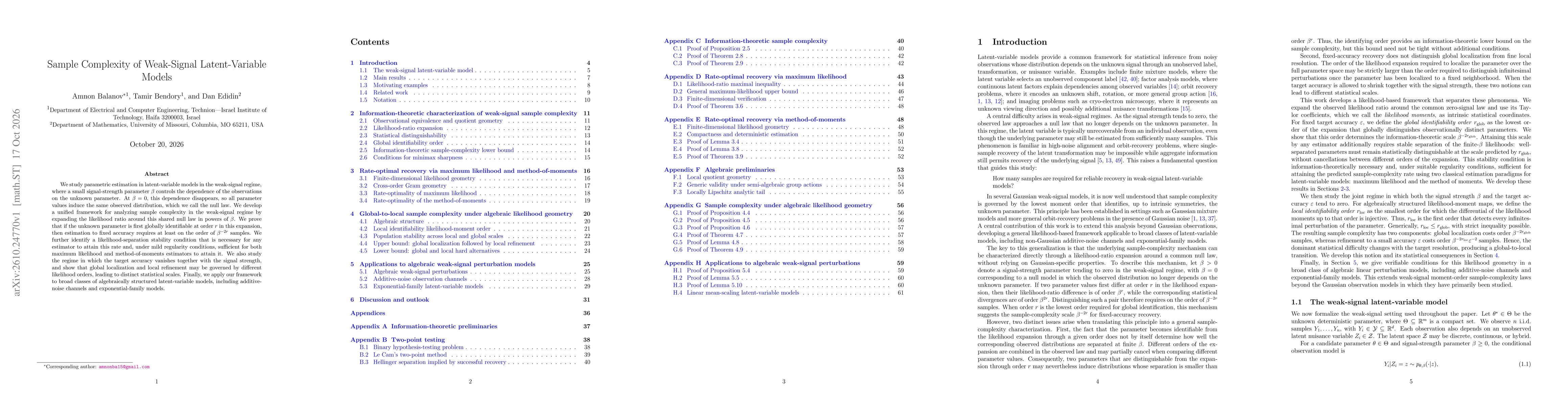 Thumbnail for Sample complexity of weak-signal latent-variable models
