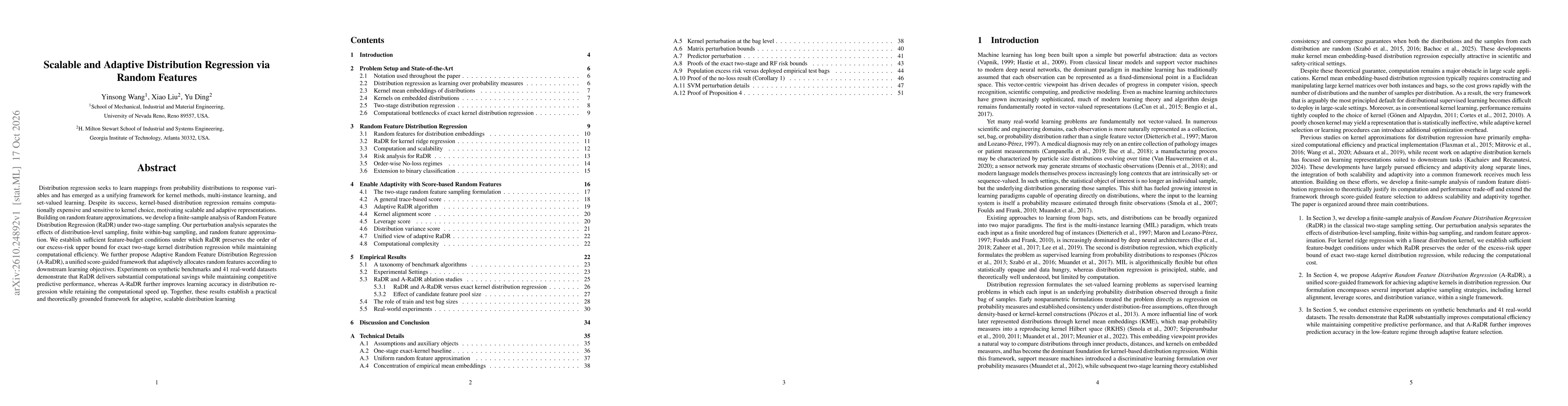 Thumbnail for Scalable and Adaptive Distribution Regression via Random Features