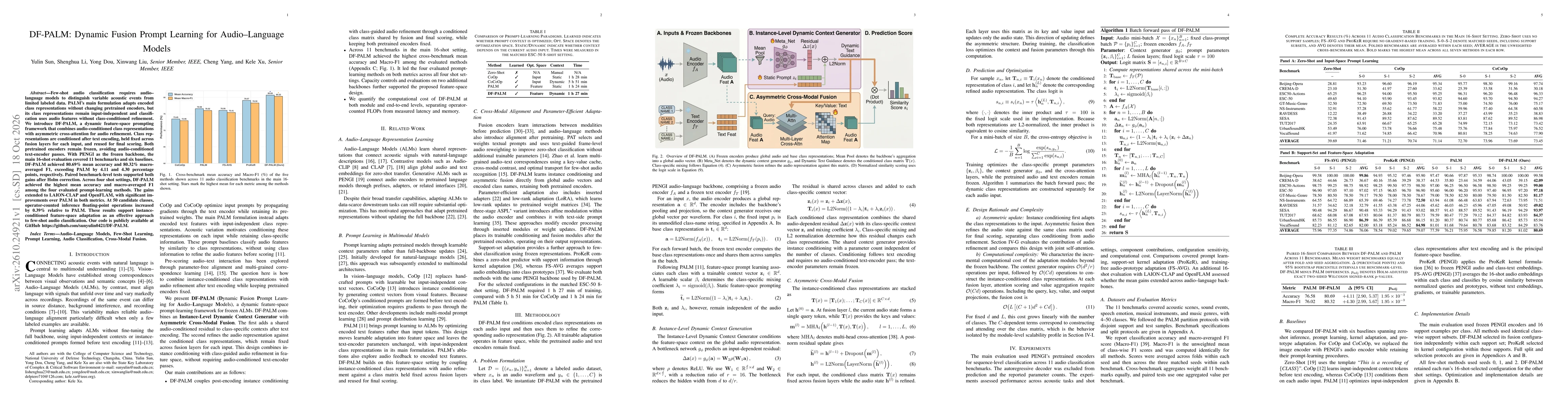 Thumbnail for DF-PALM: Dynamic Fusion Prompt Learning for Audio--Language Models