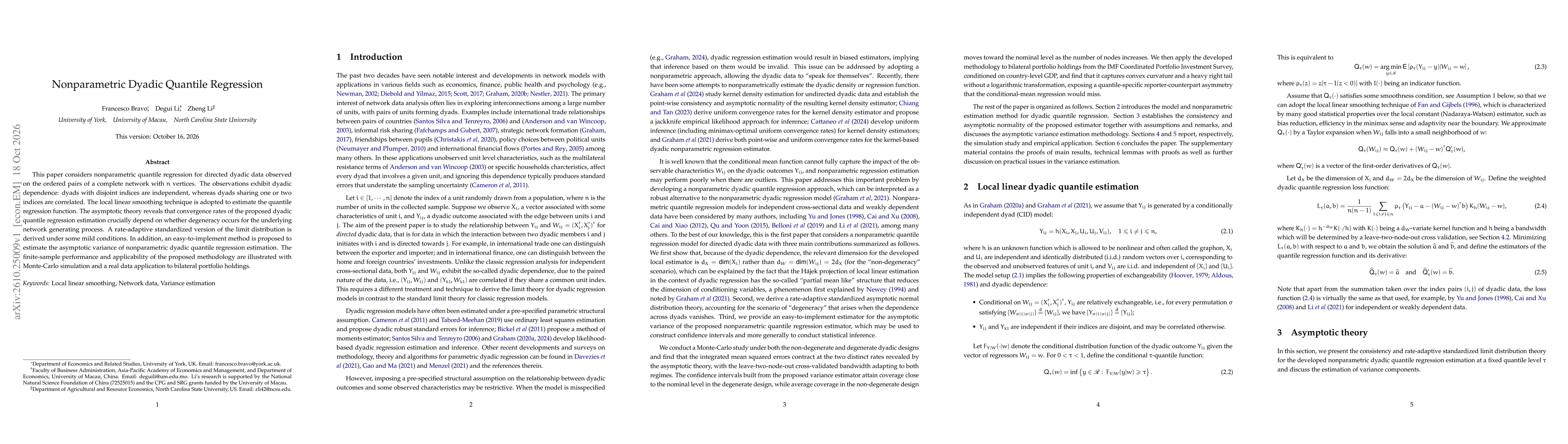 Thumbnail for Nonparametric Dyadic Quantile Regression