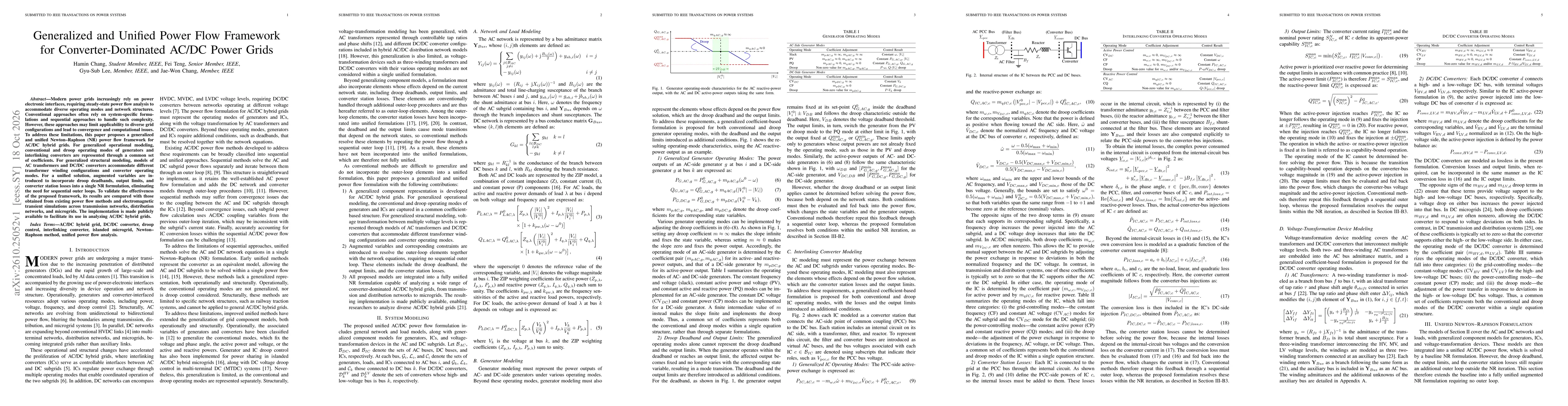 Thumbnail for Generalized and Unified Power Flow Framework for Converter-Dominated AC/DC Power Grids