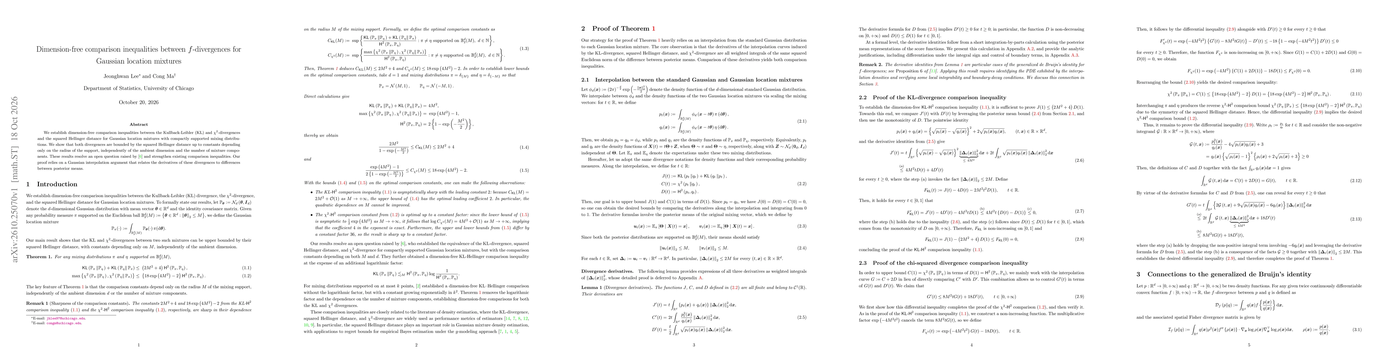 Thumbnail for Dimension-free comparison inequalities between $f$-divergences for Gaussian location mixtures