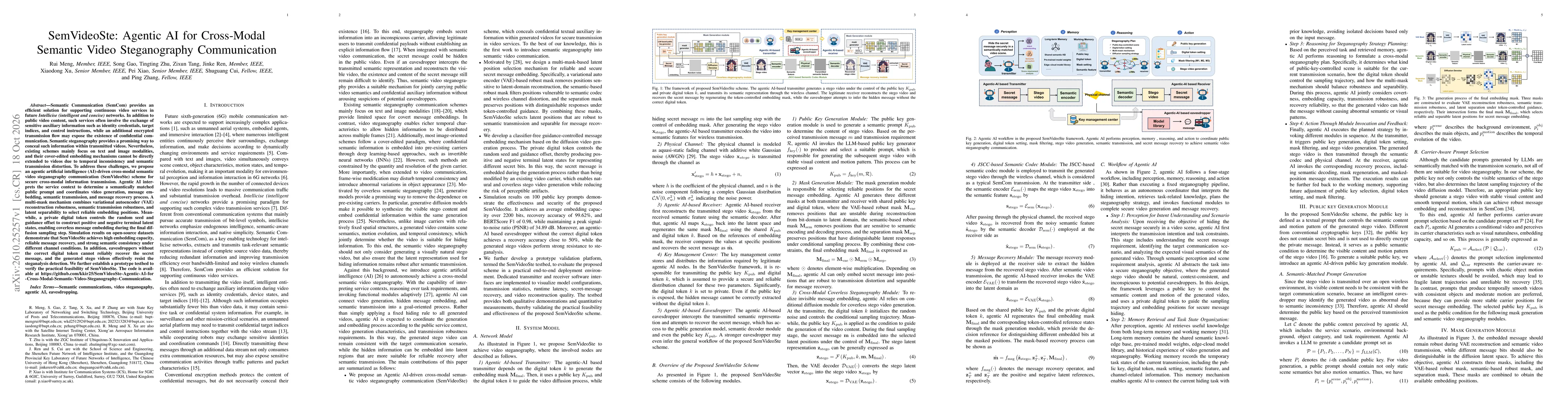 Thumbnail for SemVideoSte: Agentic AI for Cross-Modal Semantic Video Steganography Communication