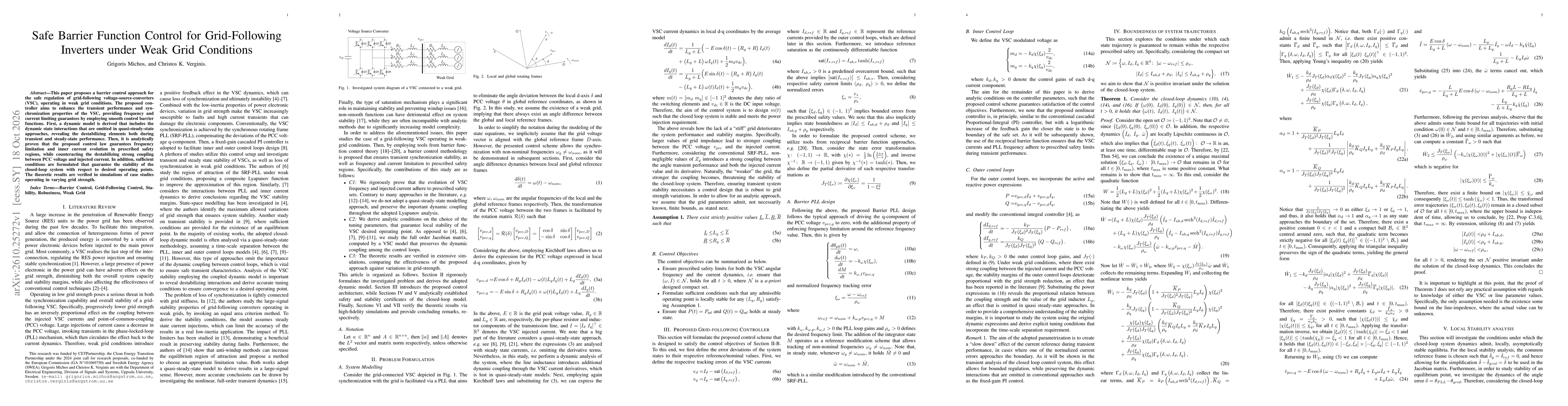Thumbnail for Safe Barrier Function Control for Grid-Following Inverters under Weak Grid Conditions