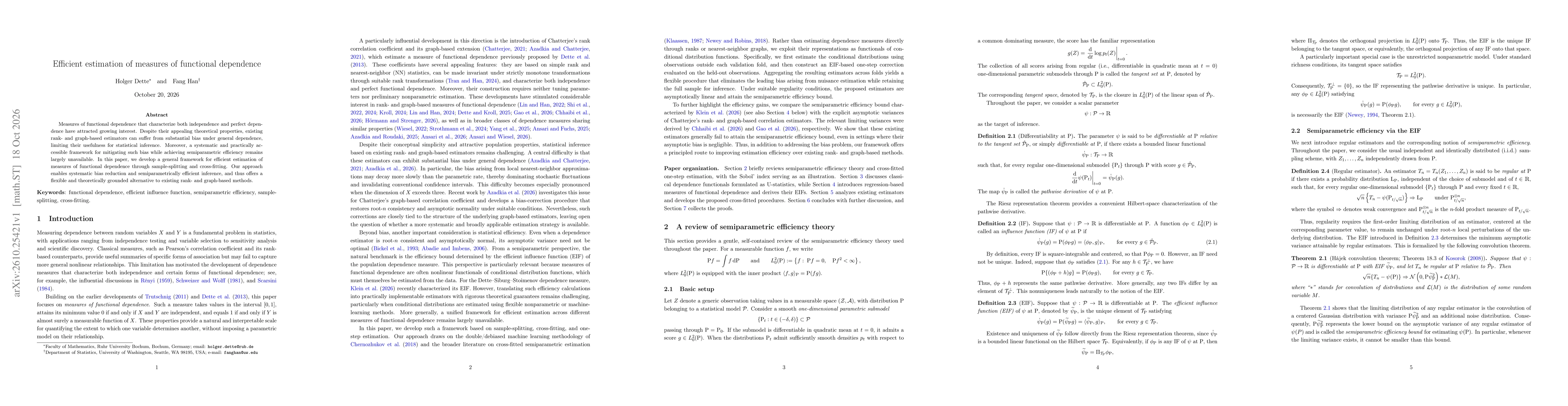 Thumbnail for Efficient estimation of measures of functional dependence