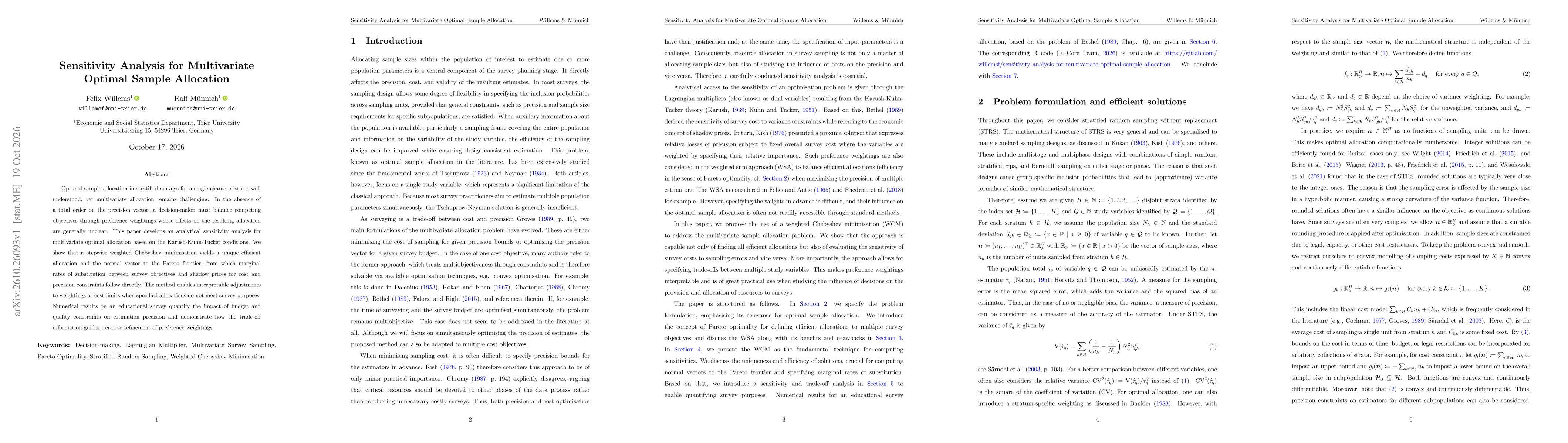 Thumbnail for Sensitivity Analysis for Multivariate Optimal Sample Allocation