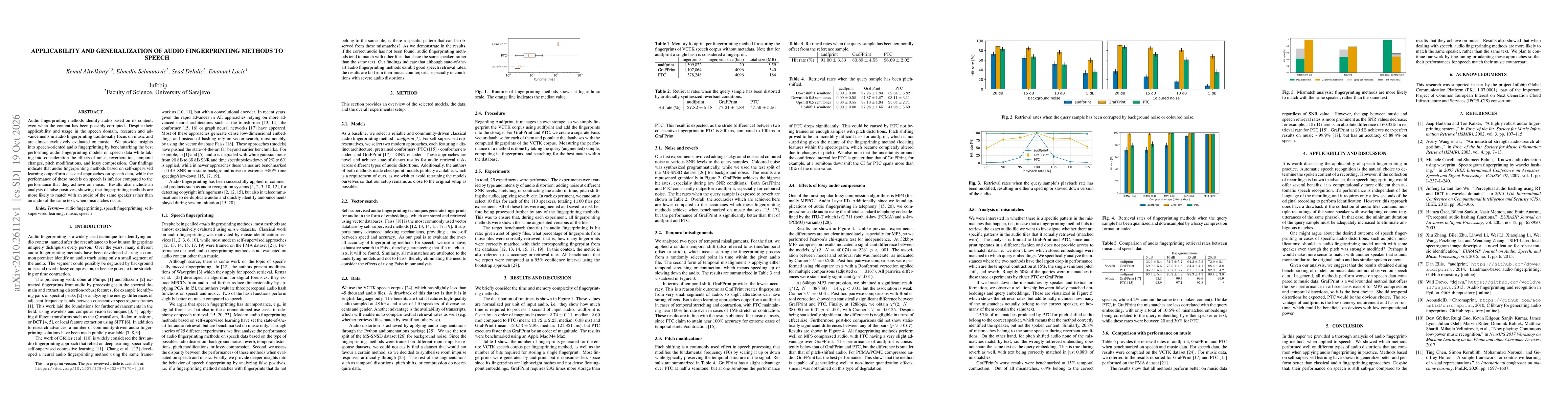 Thumbnail for Applicability and Generalization of Audio Fingerprinting Methods to Speech