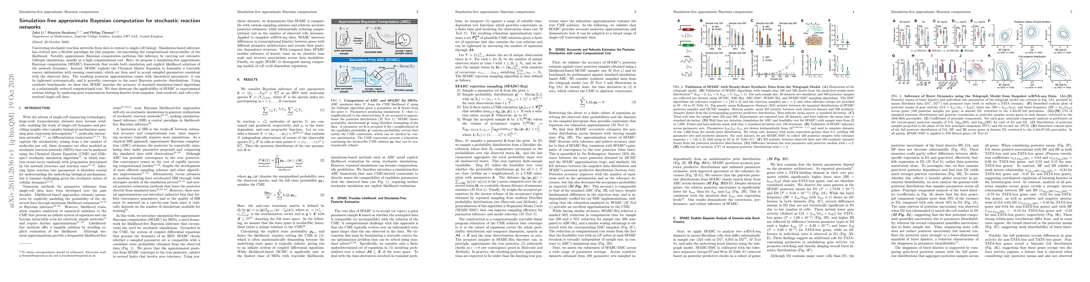 Thumbnail for Simulation-free approximate Bayesian computation for stochastic reaction networks