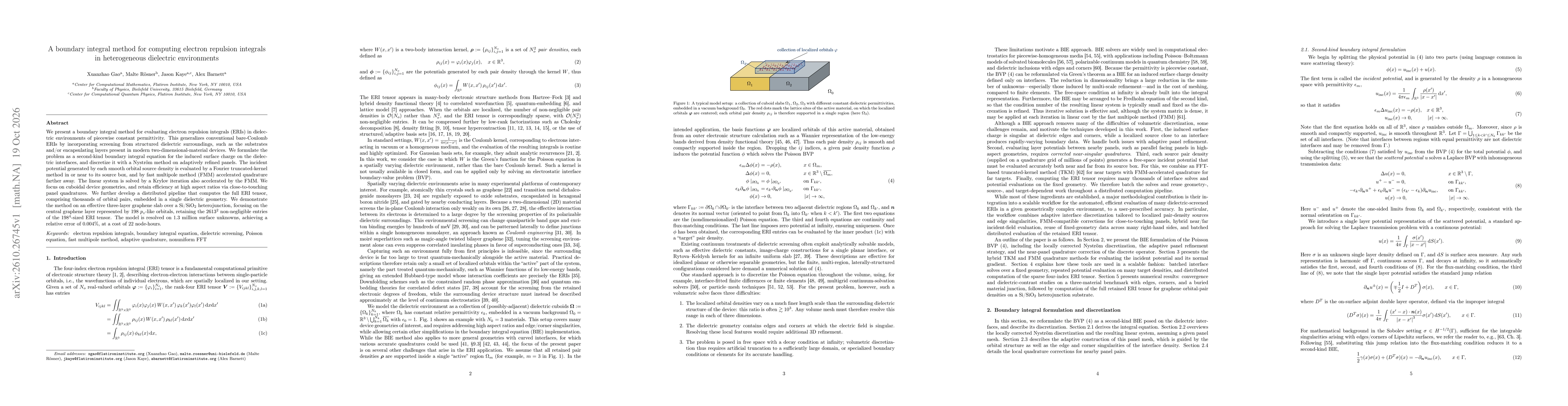 Thumbnail for A boundary integral method for computing electron repulsion integrals in heterogeneous dielectric environments