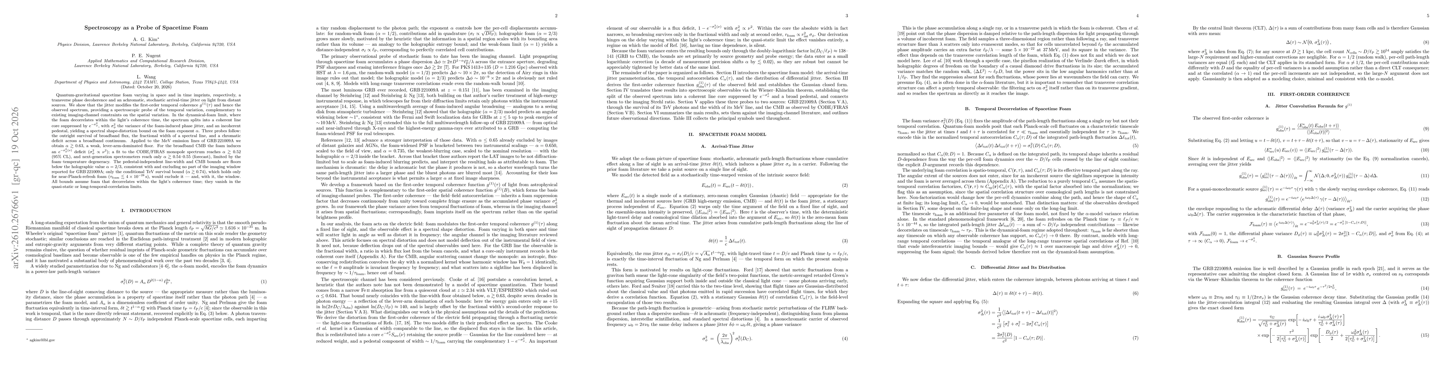 Thumbnail for Spectroscopy as a Probe of Spacetime Foam