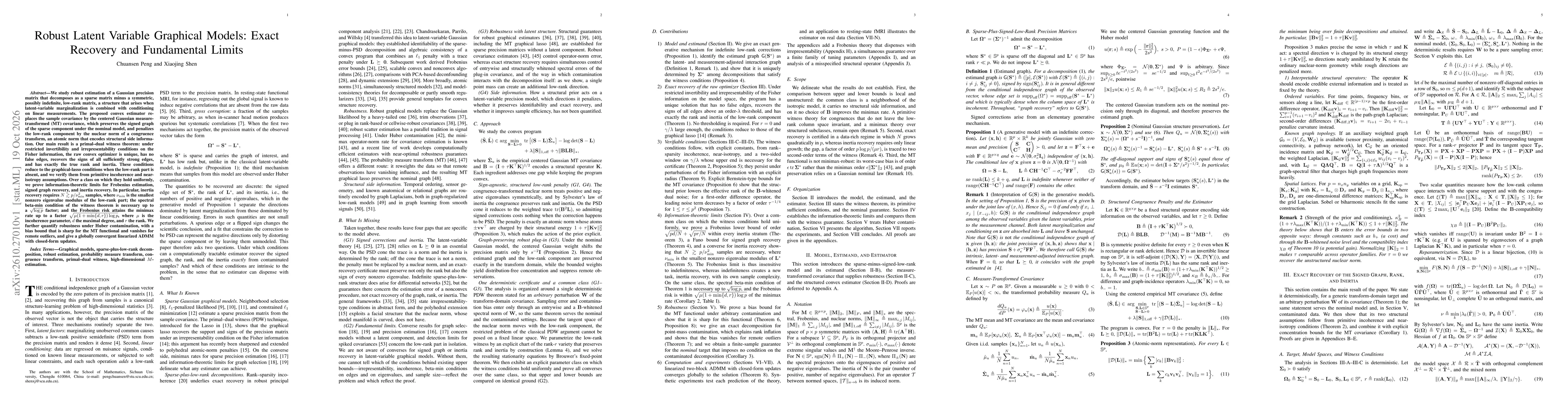 Thumbnail for Robust Latent Variable Graphical Models: Exact Recovery and Fundamental Limits