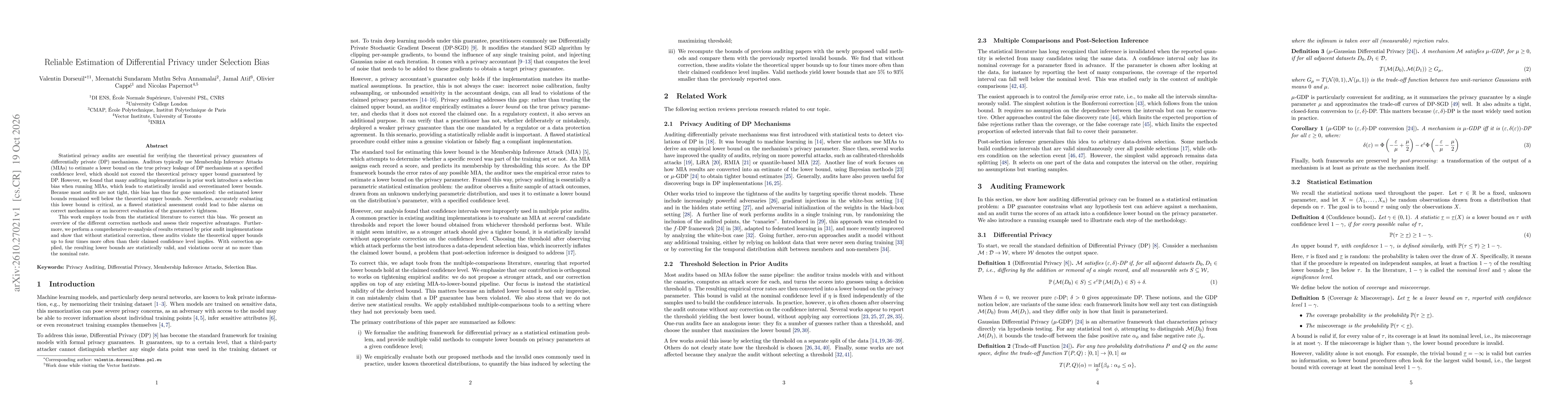 Thumbnail for Reliable Estimation of Differential Privacy under Selection Bias
