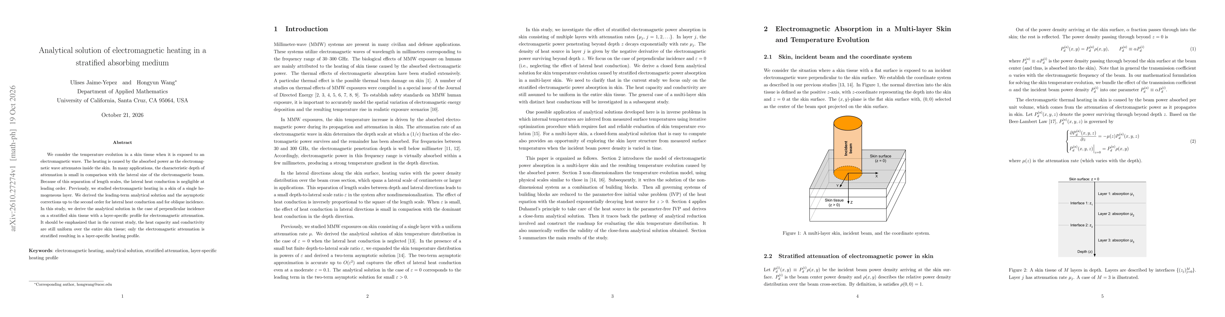 Thumbnail for Analytical solution of electromagnetic heating in a stratified absorbing medium