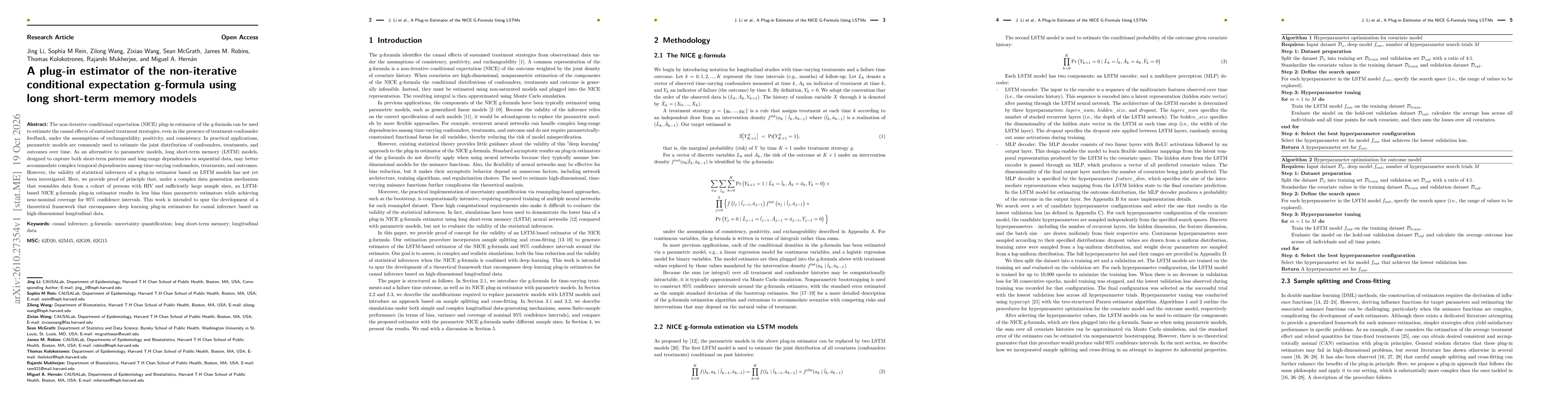 Thumbnail for A plug-in estimator of the non-iterative conditional expectation g-formula using long short-term memory models