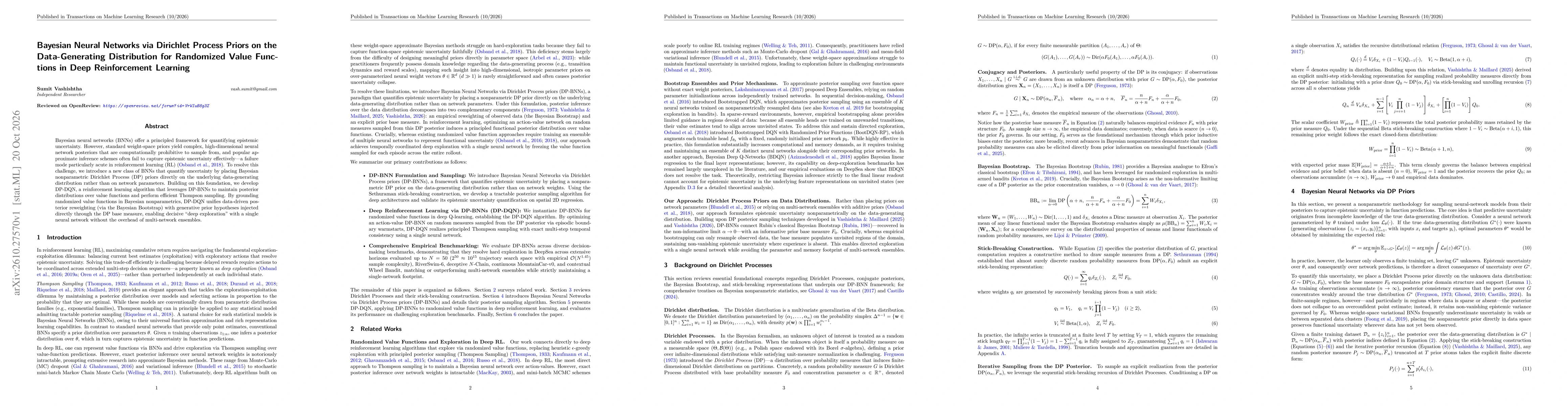 Thumbnail for Bayesian Neural Networks via Dirichlet Process Priors on the Data-Generating Distribution for Randomized Value Functions in Deep Reinforcement Learning