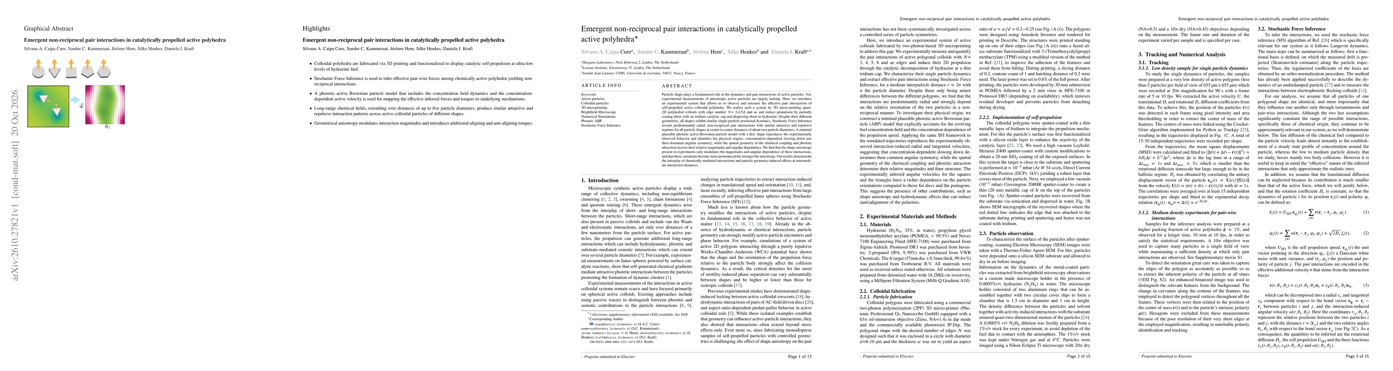 Thumbnail for Emergent non-reciprocal pair interactions in catalytically propelled active polyhedra