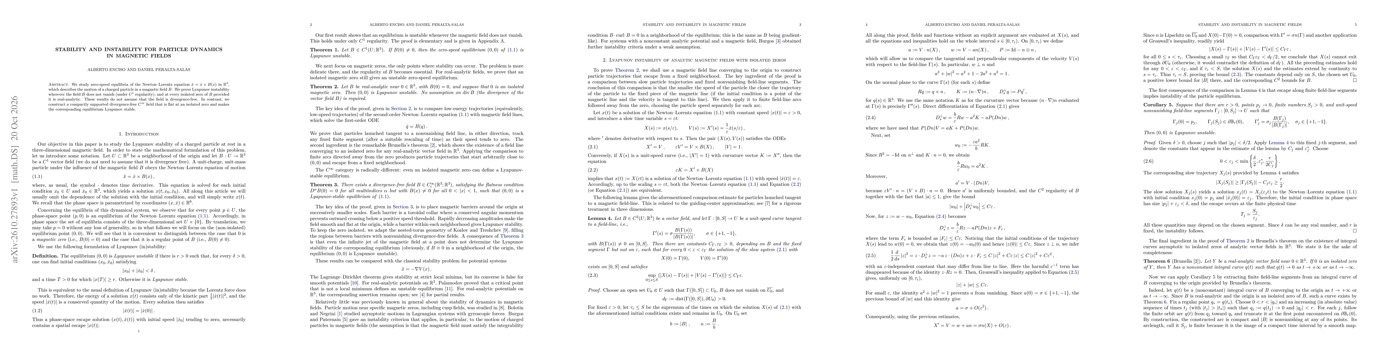 Thumbnail for Stability and instability for particle dynamics in magnetic fields