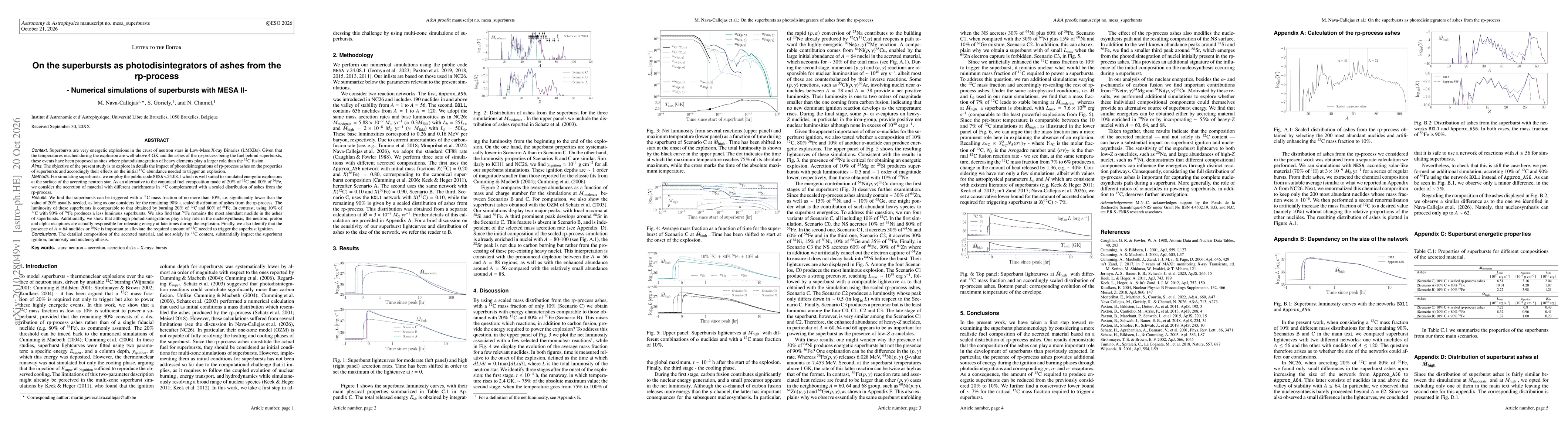 Thumbnail for On the superbursts as photodisintegrators of ashes from the rp-process -- Numerical simulations of superbursts with MESA II