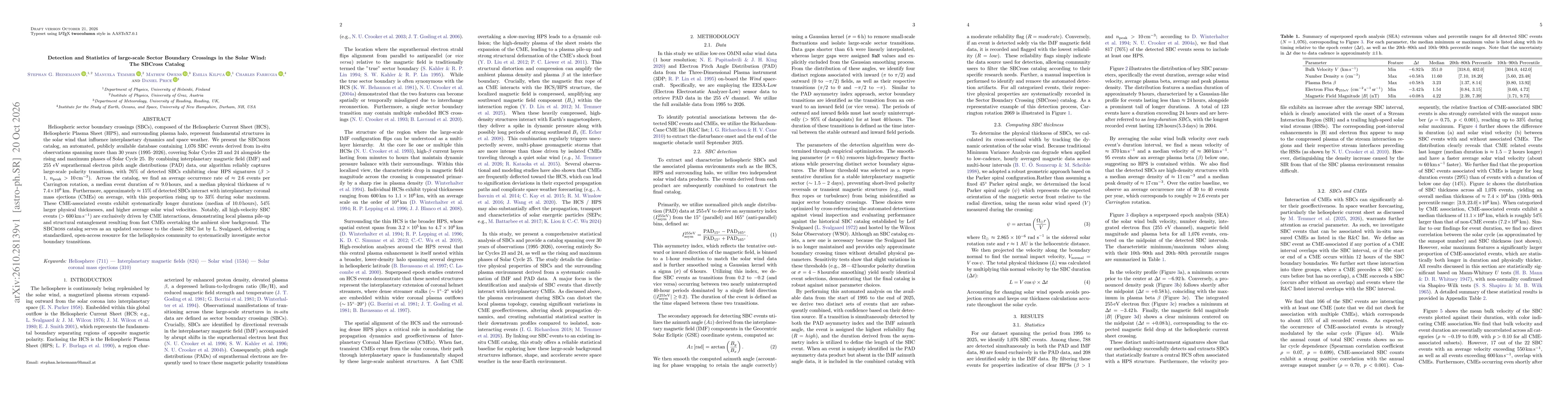 Thumbnail for Detection and Statistics of large-scale Sector Boundary Crossings in the Solar Wind: The SBCross Catalog