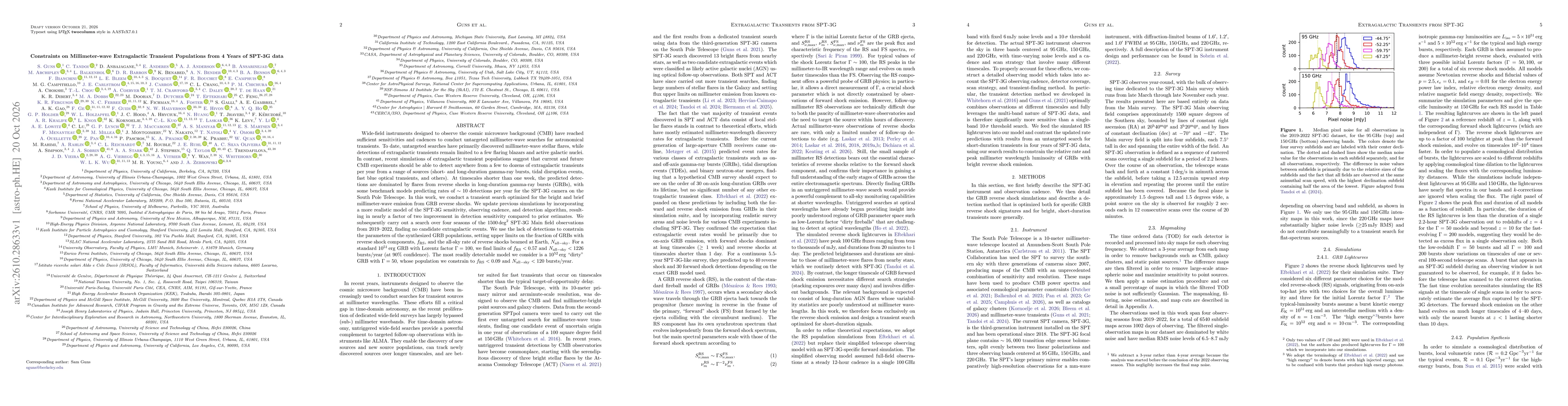 Thumbnail for Constraints on Millimeter-wave Extragalactic Transient Populations from 4 Years of SPT-3G data
