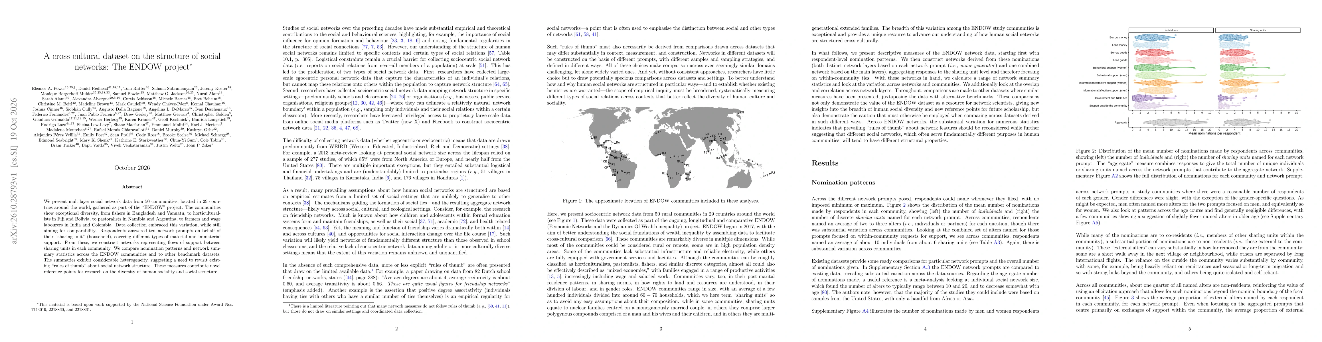 Thumbnail for A cross-cultural dataset on the structure of social networks: The ENDOW project