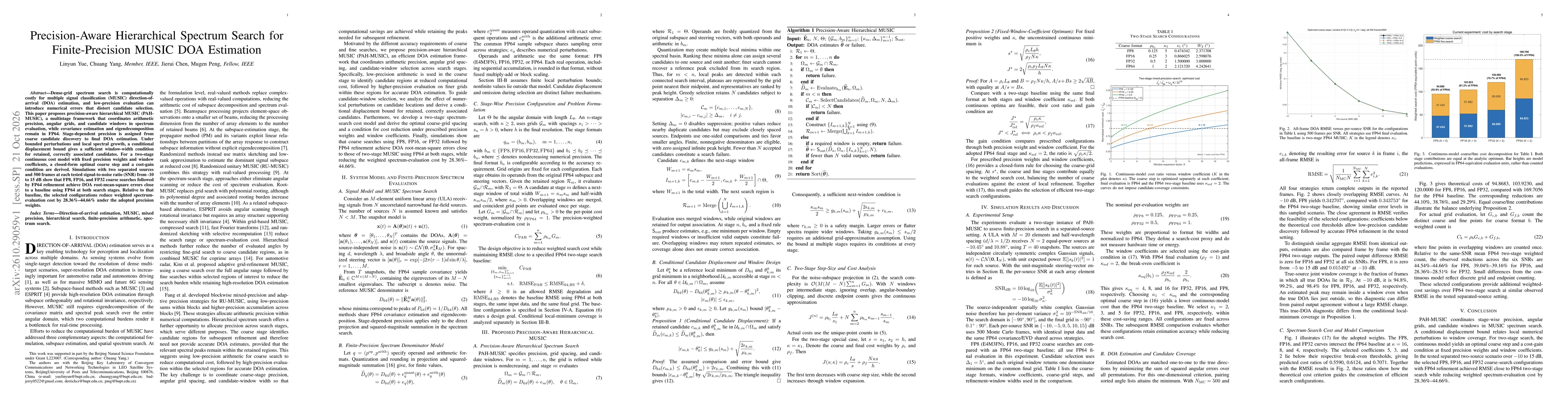 Thumbnail for Precision-Aware Hierarchical Spectrum Search for Finite-Precision MUSIC DOA Estimation
