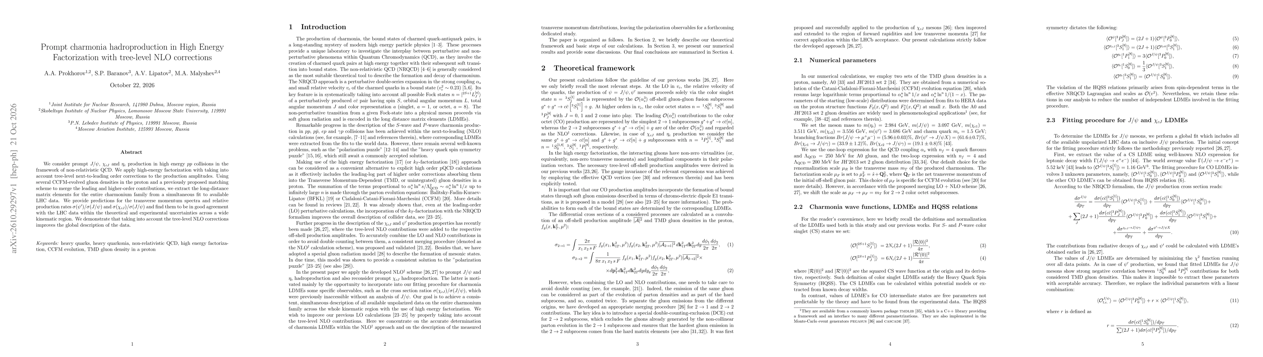 Thumbnail for Prompt charmonia hadroproduction in High Energy Factorization with tree-level NLO corrections