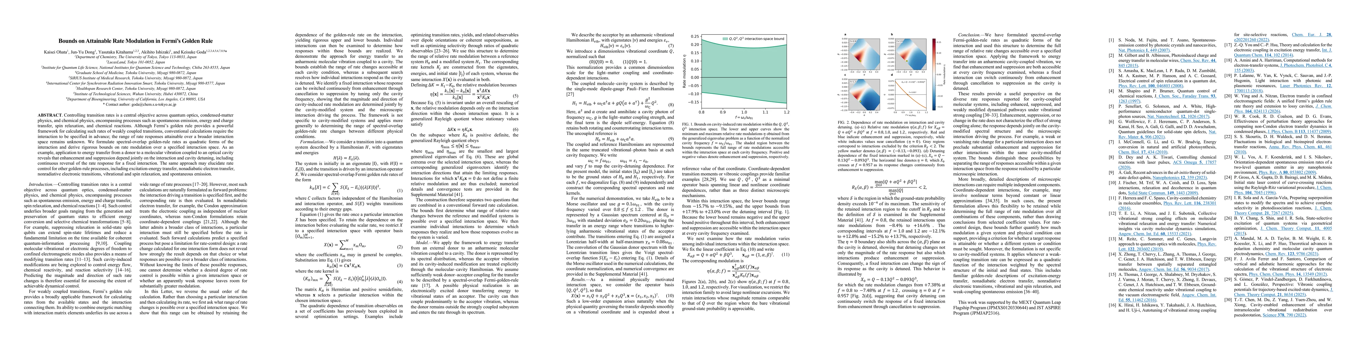 Thumbnail for Bounds on Attainable Rate Modulation in Fermi's Golden Rule