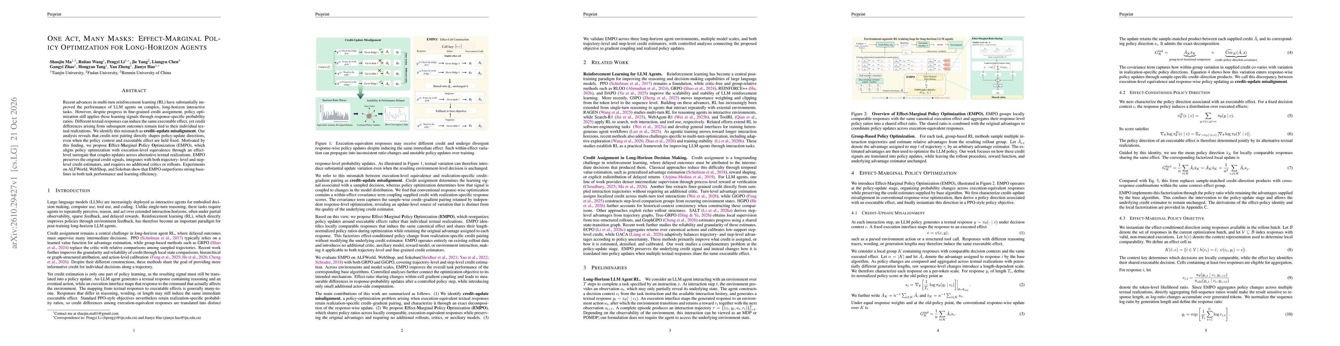 Thumbnail for One Act, Many Masks: Effect-Marginal Policy Optimization for Long-Horizon Agents