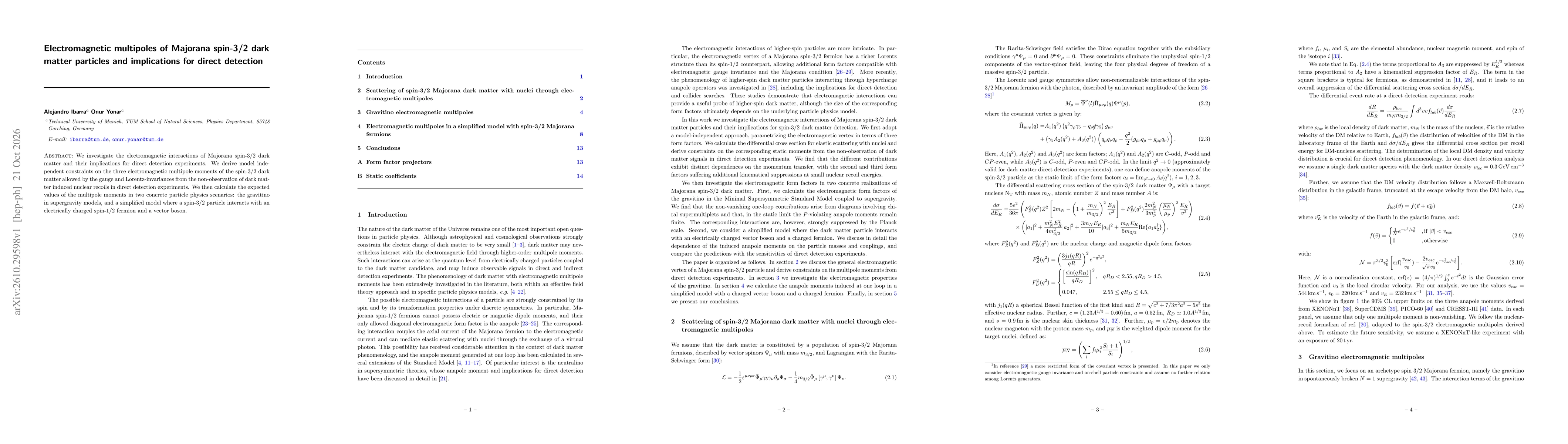 Thumbnail for Electromagnetic multipoles of Majorana spin-3/2 dark matter particles and implications for direct detection