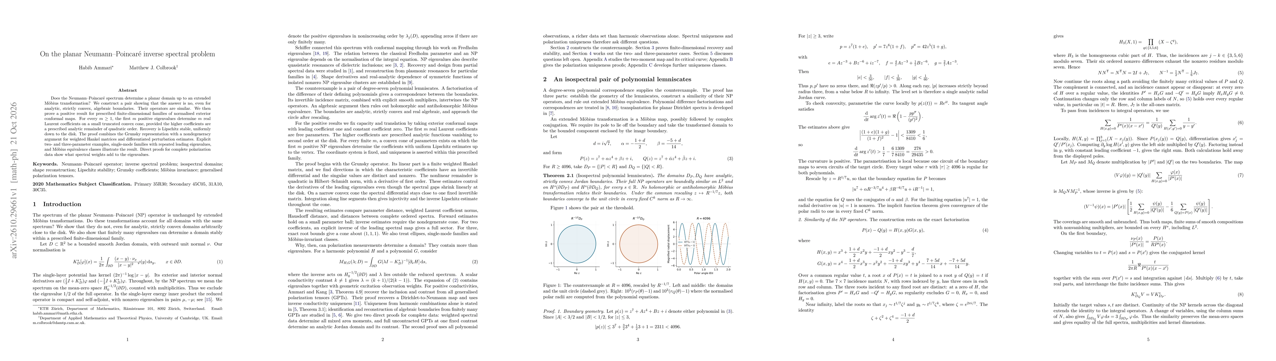 Thumbnail for On the planar Neumann--Poincaré inverse spectral problem