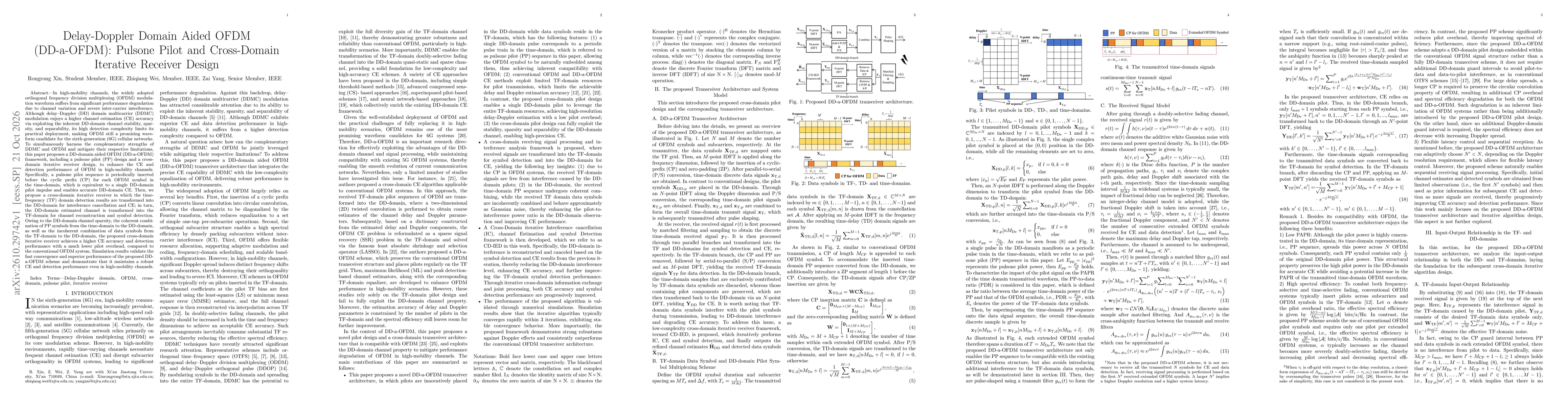 Thumbnail for Delay-Doppler Domain Aided OFDM (DD-a-OFDM): Pulsone Pilot and Cross-Domain Iterative Receiver Design