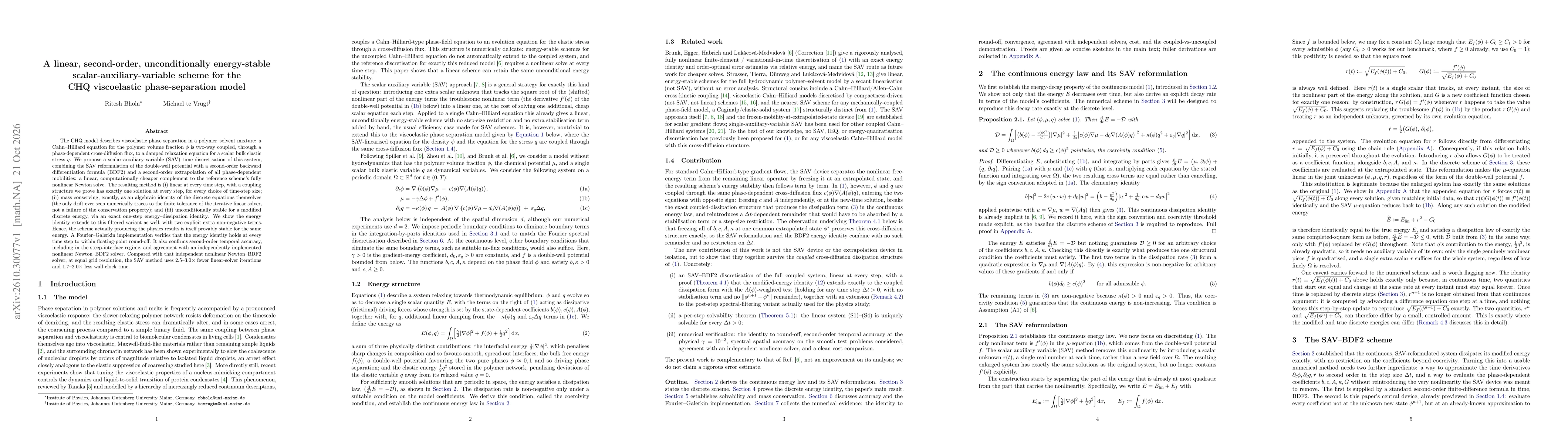 Thumbnail for A linear, second-order, unconditionally energy-stable scalar-auxiliary-variable scheme for the CHQ viscoelastic phase-separation model