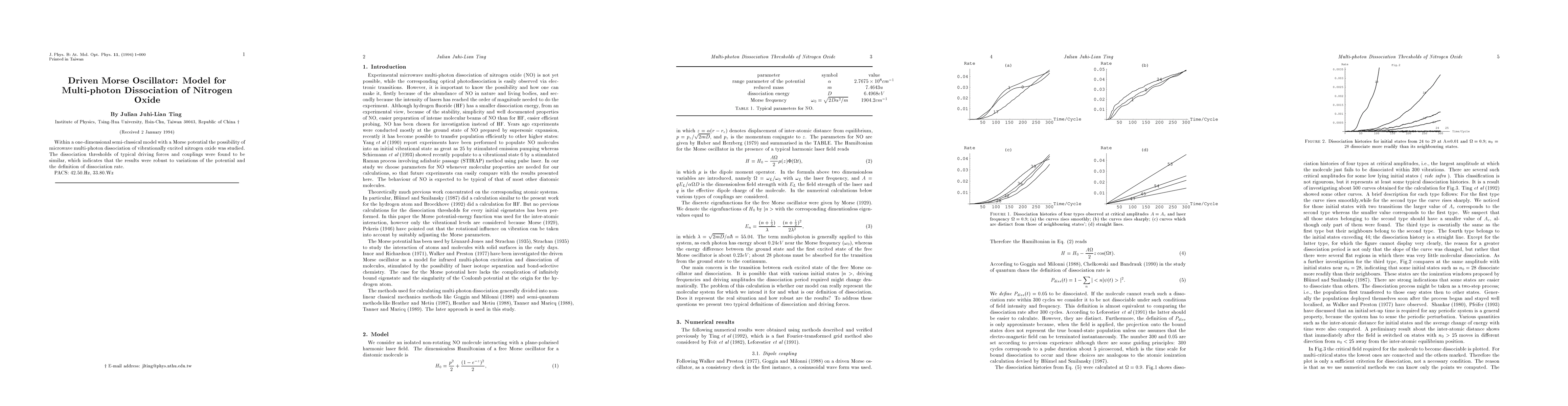 Thumbnail for Driven Morse Oscillator: Model for Multi-photon Dissociation of Nitrogen
  Oxide