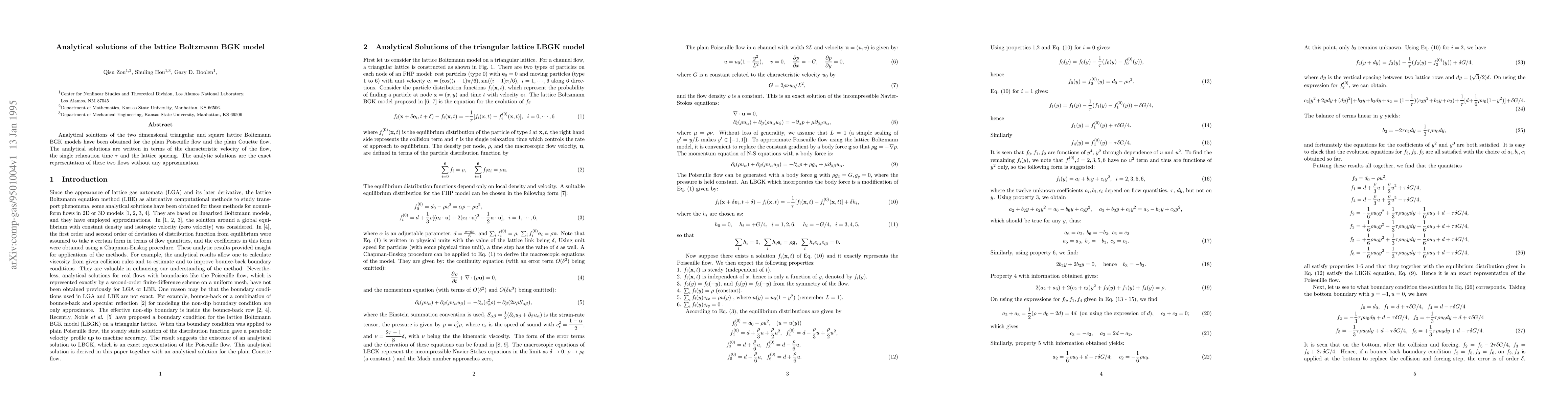 Thumbnail for Analytical solutions of the lattice Boltzmann BGK model