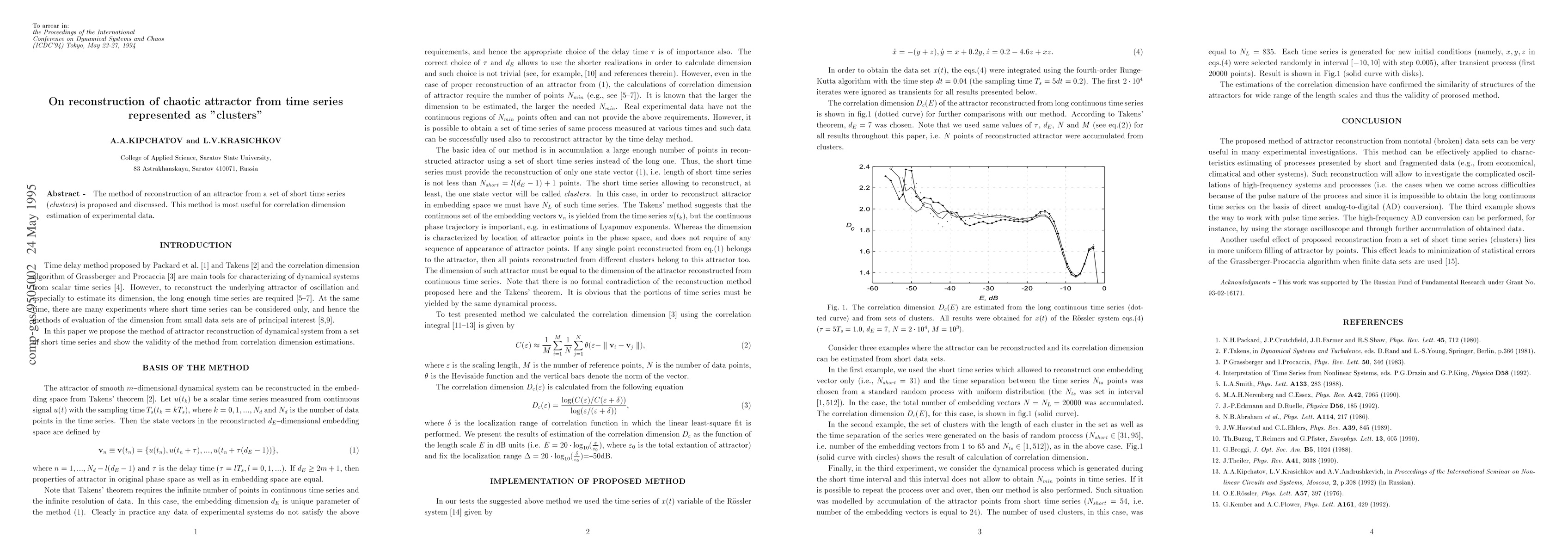 Thumbnail for On reconstruction of chaotic attractor from time series represented as
  "clusters"