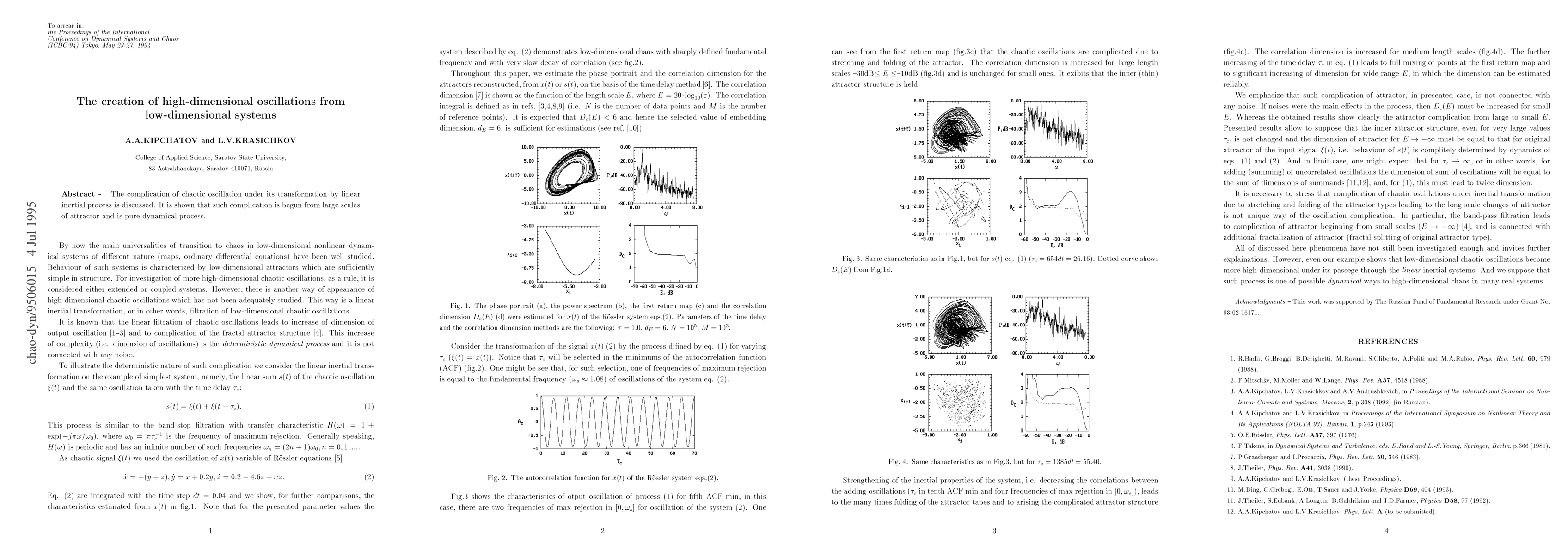 Thumbnail for The creation of high-dimensional oscillations from low-dimensional
  systems