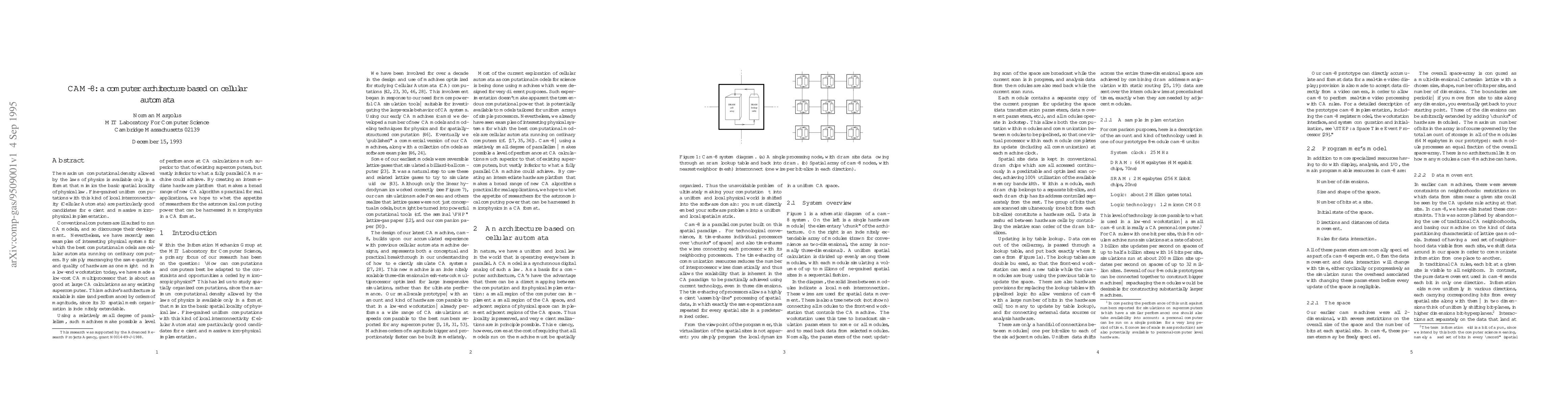 Thumbnail for CAM-8: A Computer Architecture Based on Cellular Automata