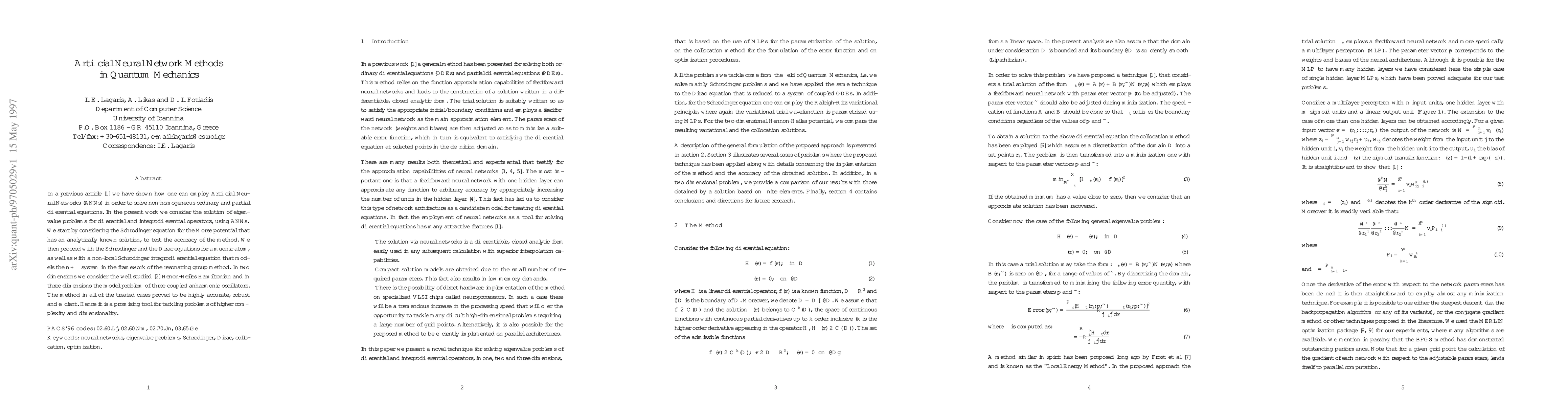 Thumbnail for Artificial Neural Network Methods in Quantum Mechanics