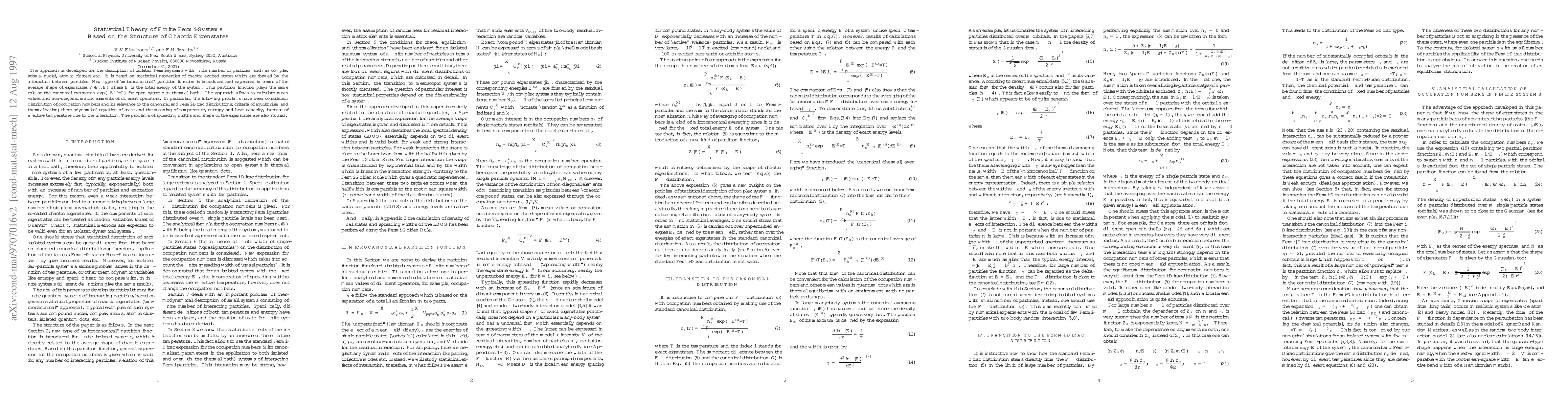 Thumbnail for Statistical Theory of Finite Fermi-Systems Based on the Structure of
  Chaotic Eigenstates