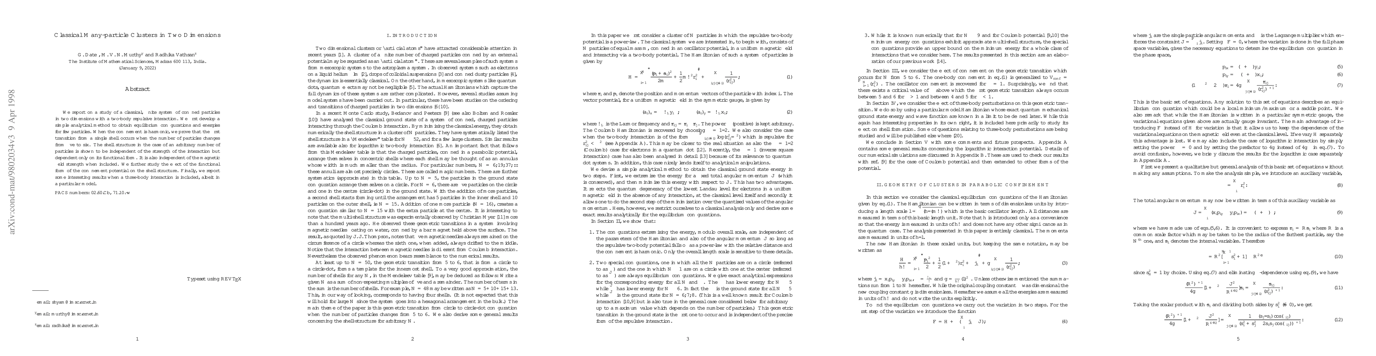 Thumbnail for Classical Many-particle Clusters in Two Dimensions