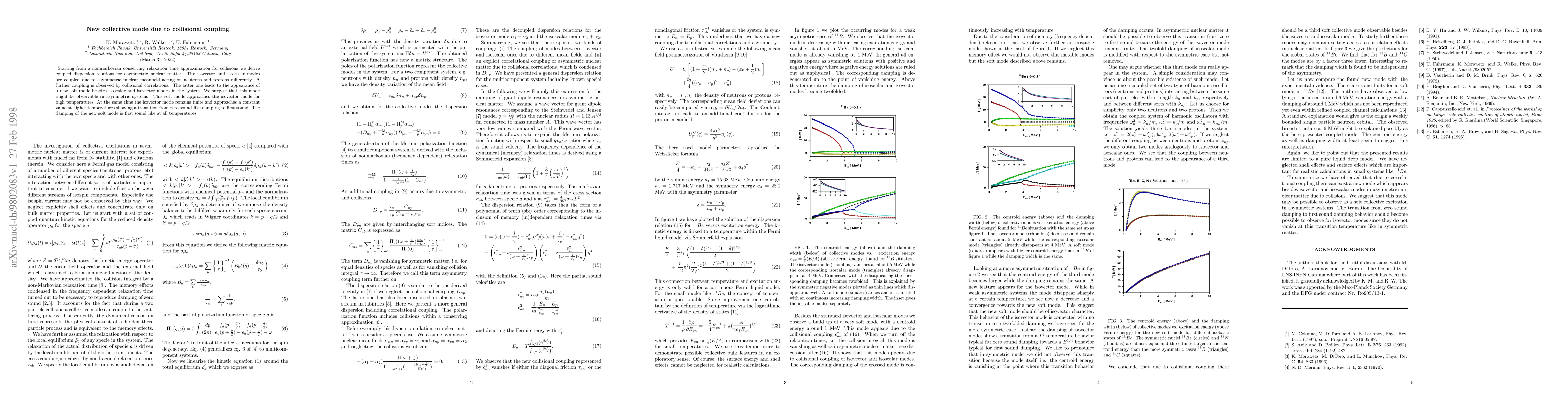 Thumbnail for New collective mode due to collisional coupling