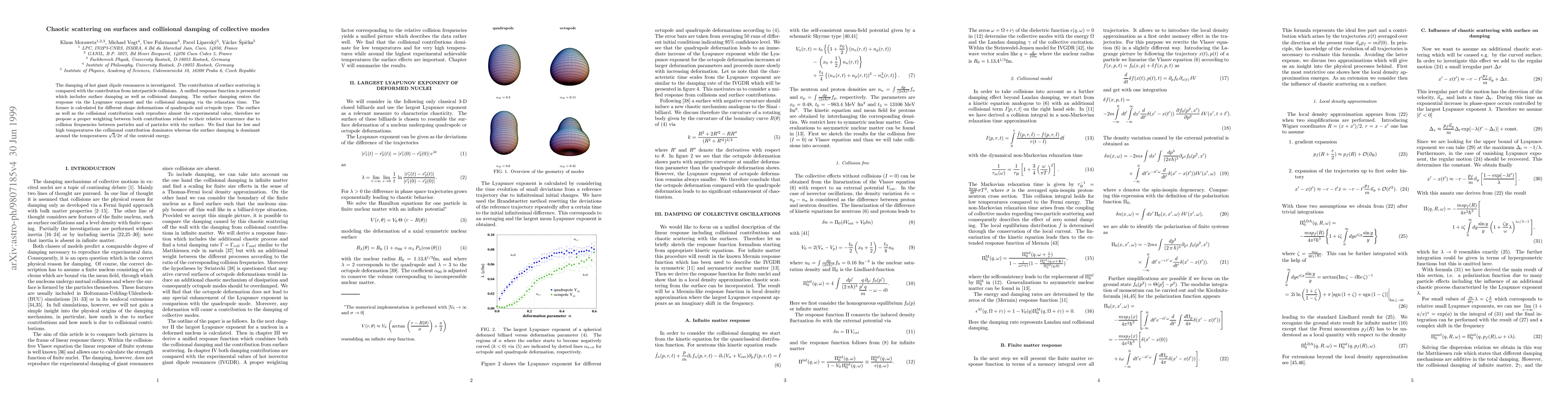 Thumbnail for Chaotic scattering on surfaces and collisional damping of collective
  modes