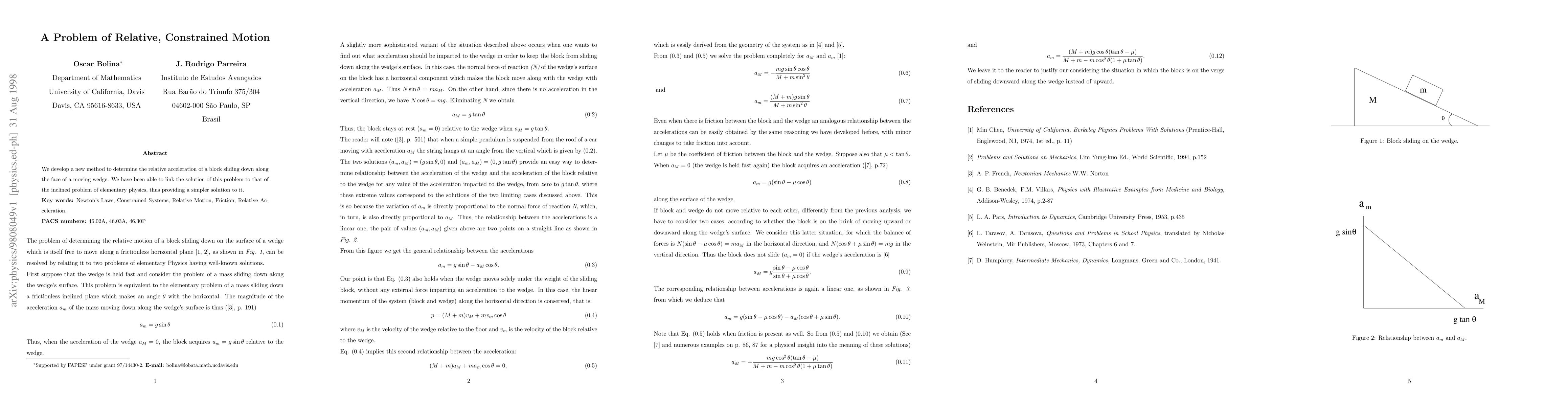Thumbnail for A Problem of Relative, Constrained Motion