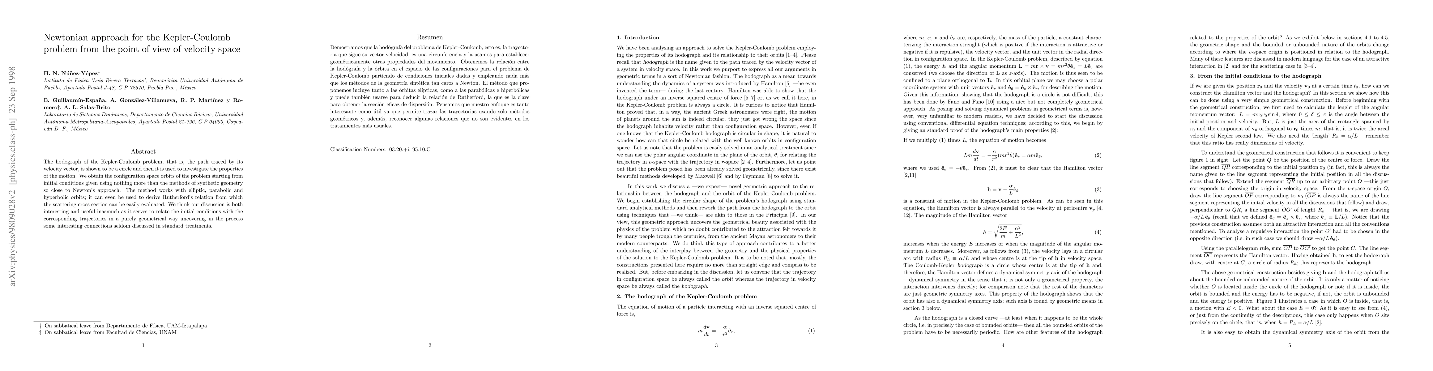 Thumbnail for Newtonian approach for the Kepler-Coulomb problem from the point of view
  of velocity space