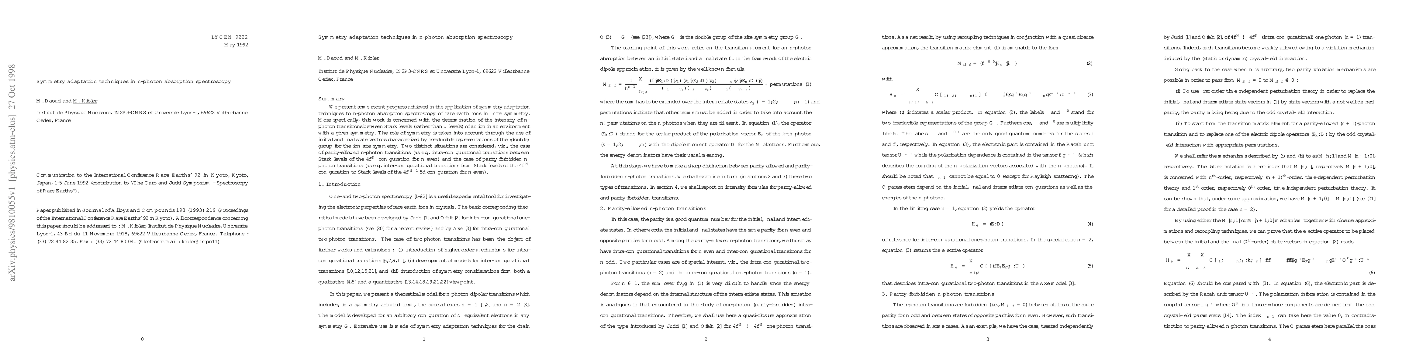 Thumbnail for Symmetry Adaptation Techniques in n-Photon Absorption Spectroscopy