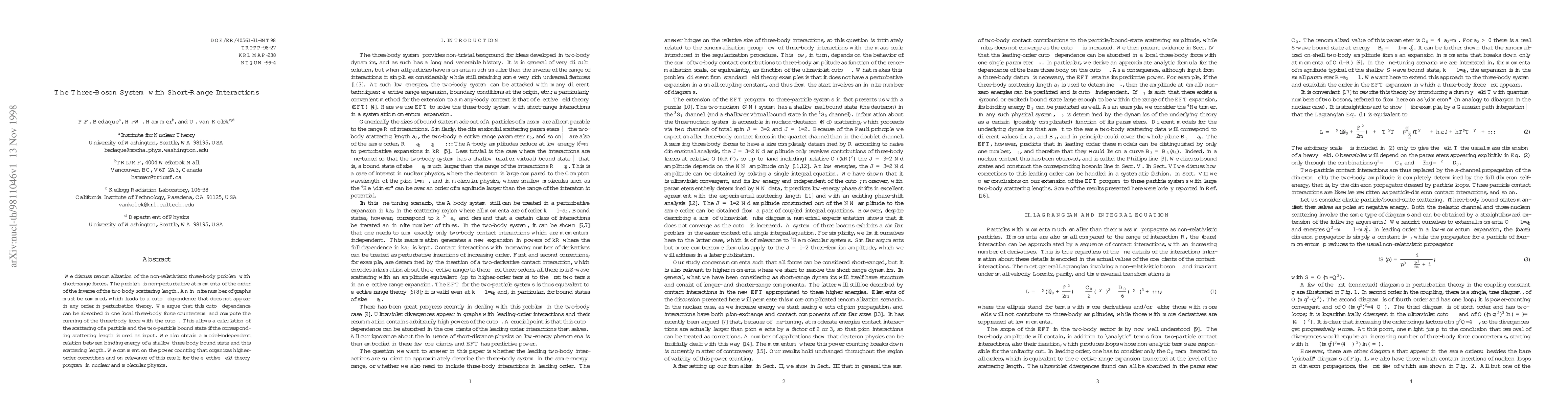 Thumbnail for The Three-Boson System with Short-Range Interactions