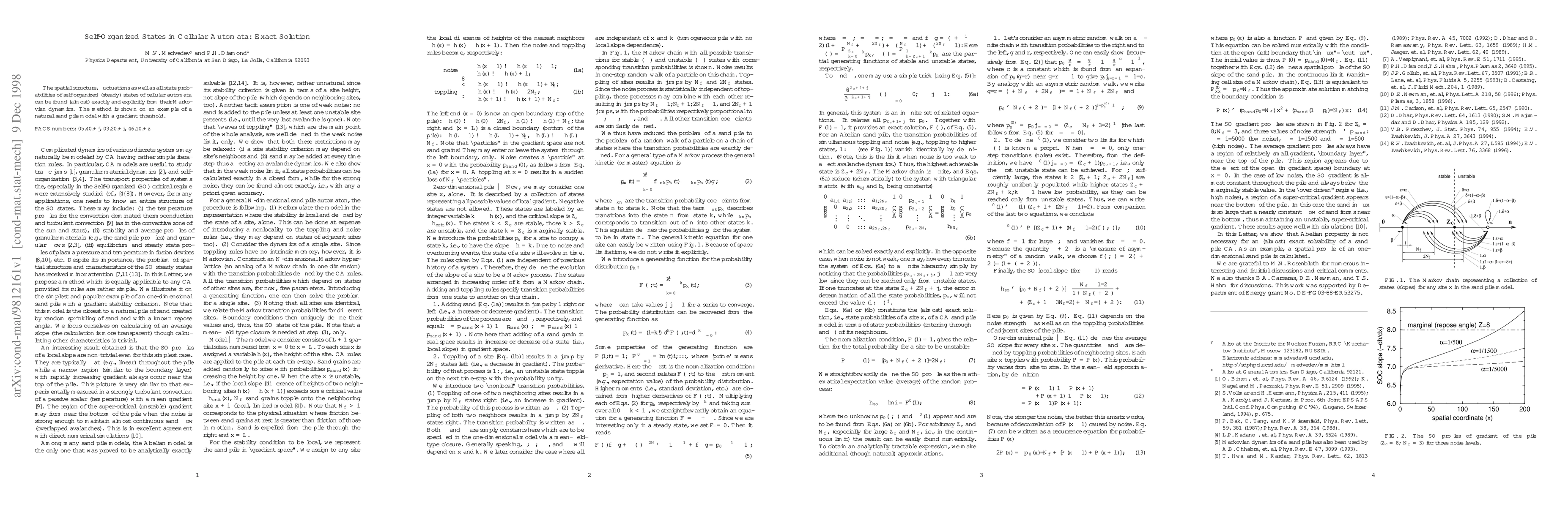 Thumbnail for Self-Organized States in Cellular Automata: Exact Solution