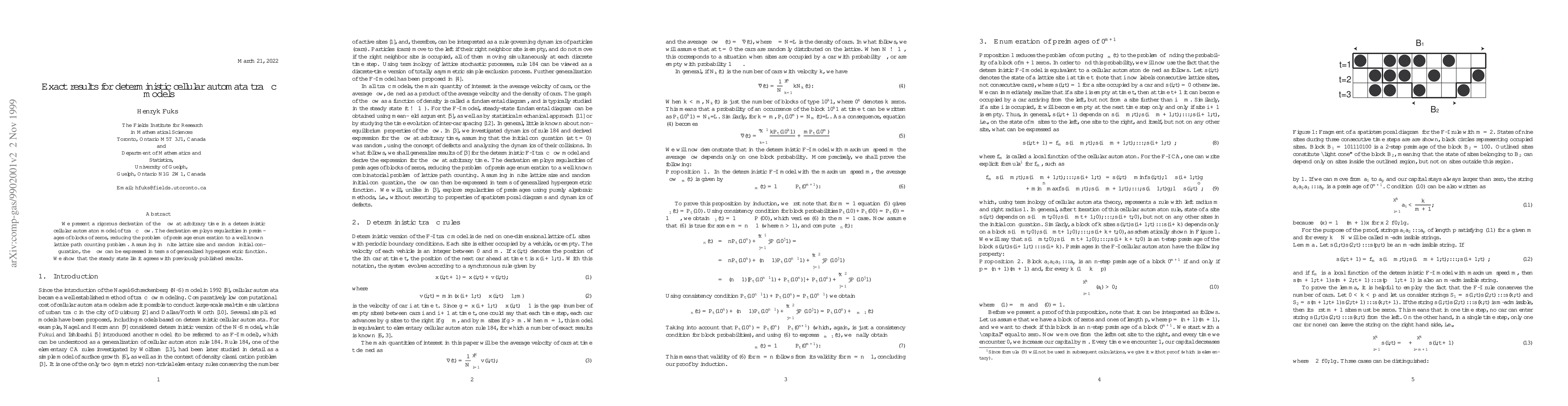 Thumbnail for Exact results for deterministic cellular automata traffic models