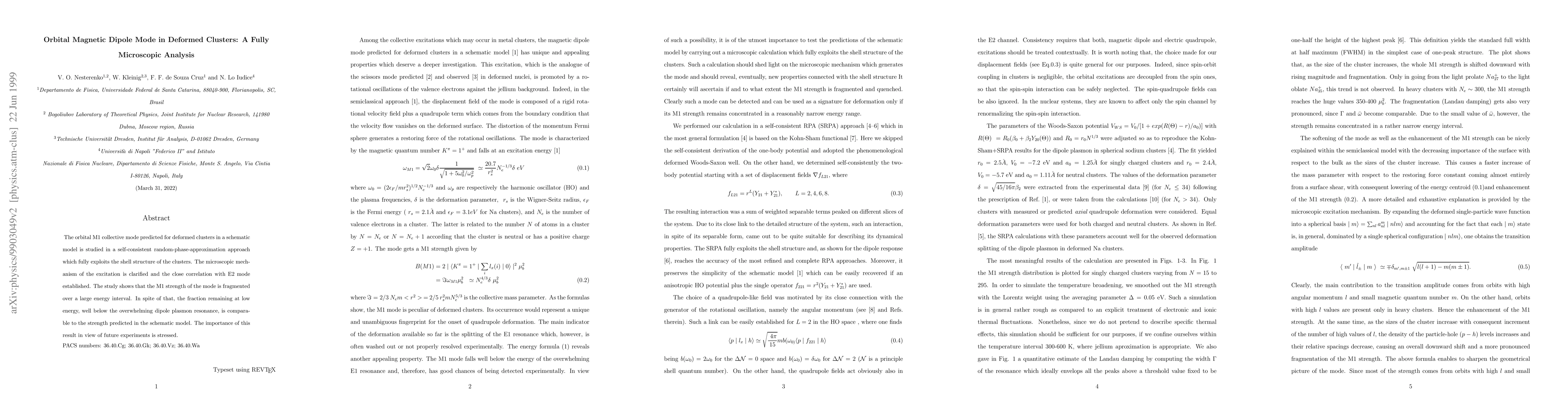 Thumbnail for Orbital Magnetic Dipole Mode in Deformed Clusters: A Fully Microscopic
  Analysis